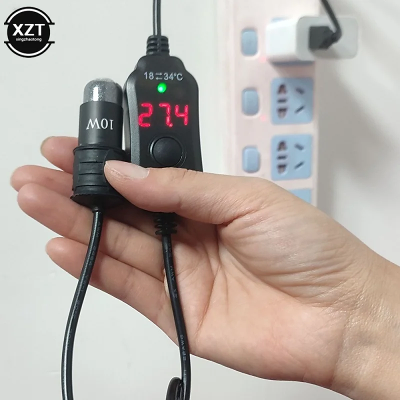 Mini Aquarium Heating Rod Fish Tank Submersible Thermostat 18-34&deg;C Adjustable USB Charge