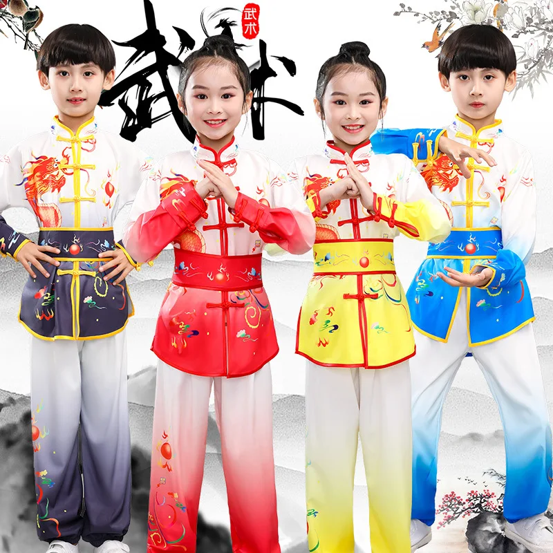 Martial Arts Costumes male and female children show training kung fu group competition clothing summer and autumn