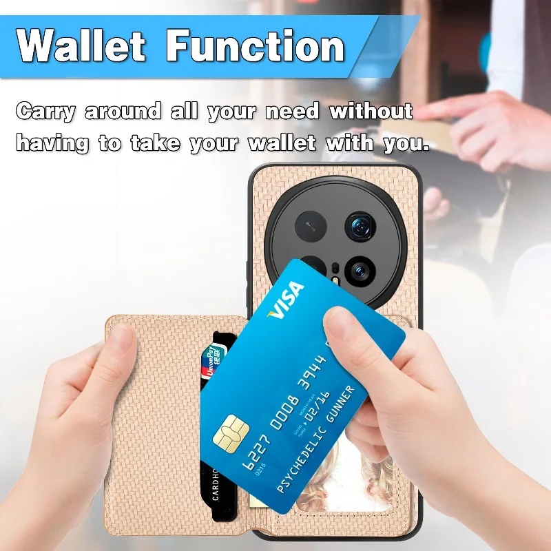 Magic 8 Pro Carbon Fiber Flip Leather Wallet Phone Case with Magnetic Stand