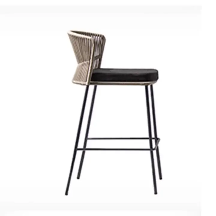 

Уличный Плетеный барный стул O167Outdoor из ротанга, простой высокий стул, открытый барный домик для гостей, веревочный Плетеный барный стул из массива дерева