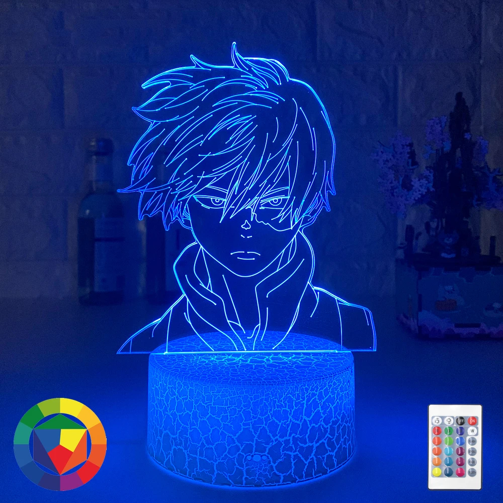 Anime My Hero Academia Shoto Todoroki Face Design Led Night Light Lamp for Kids Child Boys Bedroom Decor Acrylic Table Gift | Освещение