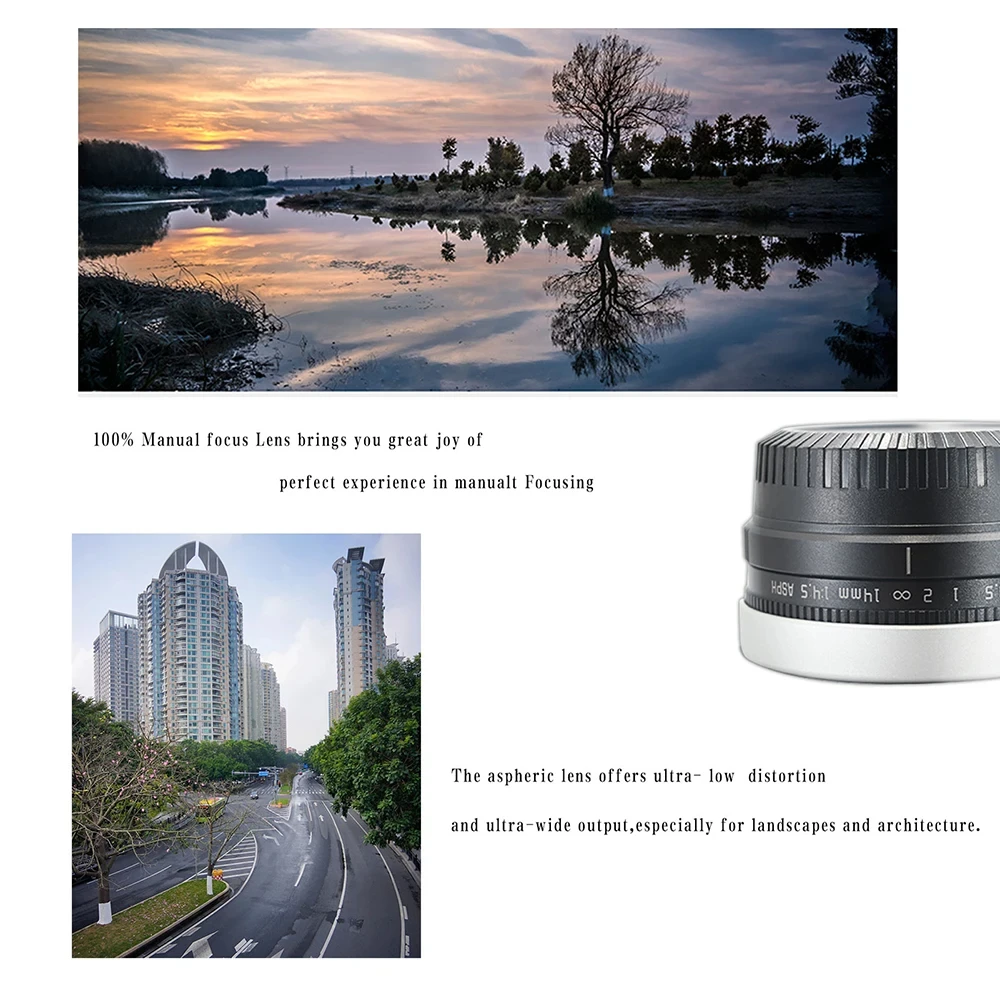 Фото AstrHori 14 мм F4.5 APS-C широкоугольный ручной объектив для Nikon Z Sony E Fuji Fujifilm X Canon EOS-M M43 Mount №2