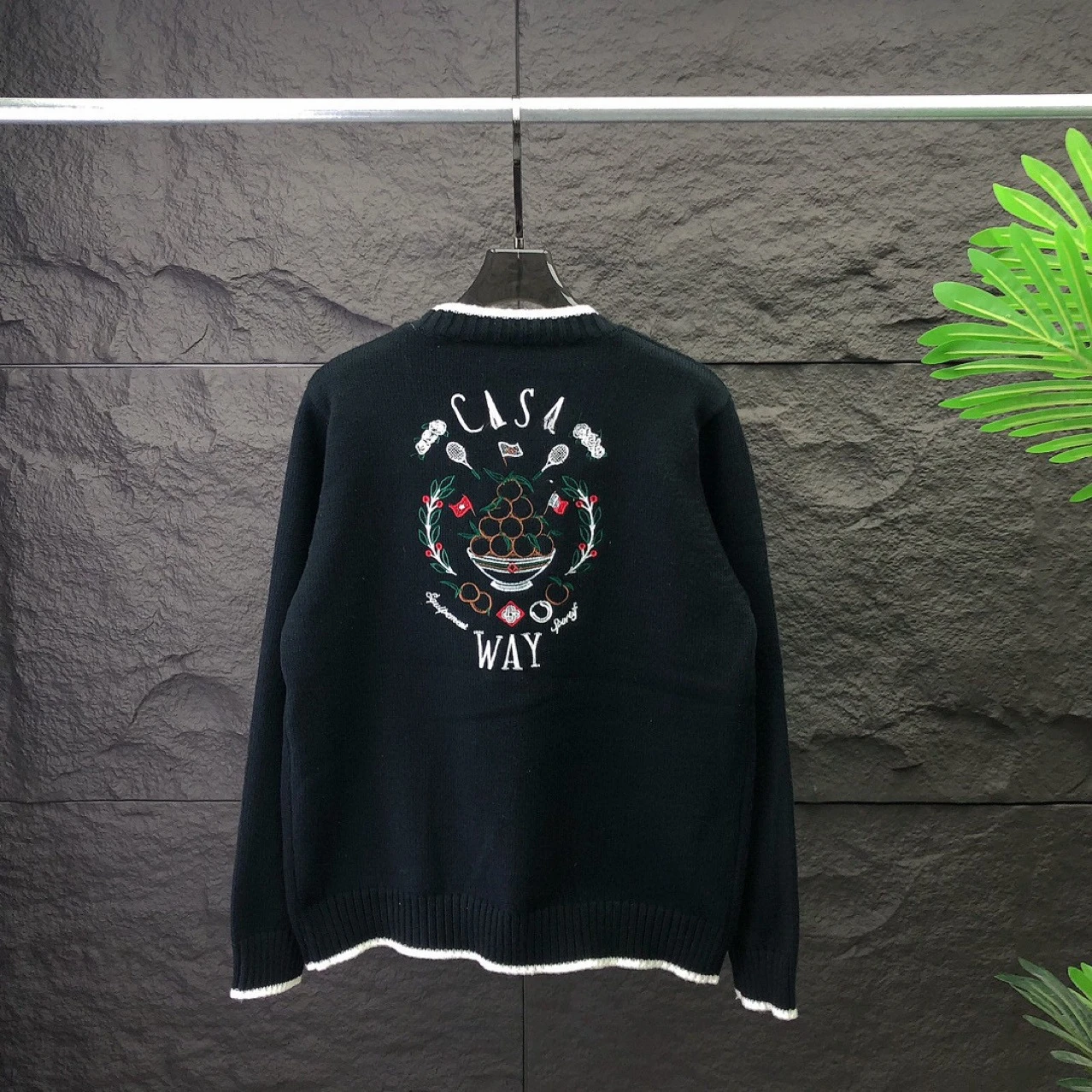 2024 Autumn New Long Sleeved Cardigan Sweater for Men Letters Rackets Flowers Embroidery V-neck Button Coat  Vintage Sweater