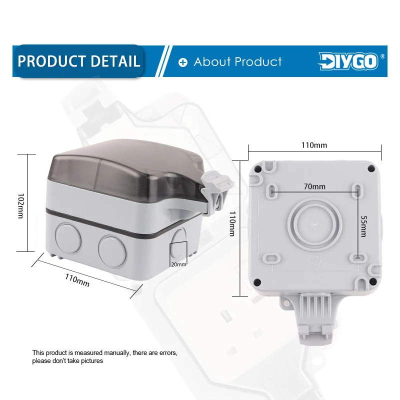 IP66 EU outdoorové weatherproof 16A grounded 250V energie nástrčkový vodotěsný zeď nástrčkový s spínač USB německo předpis DIY chodit