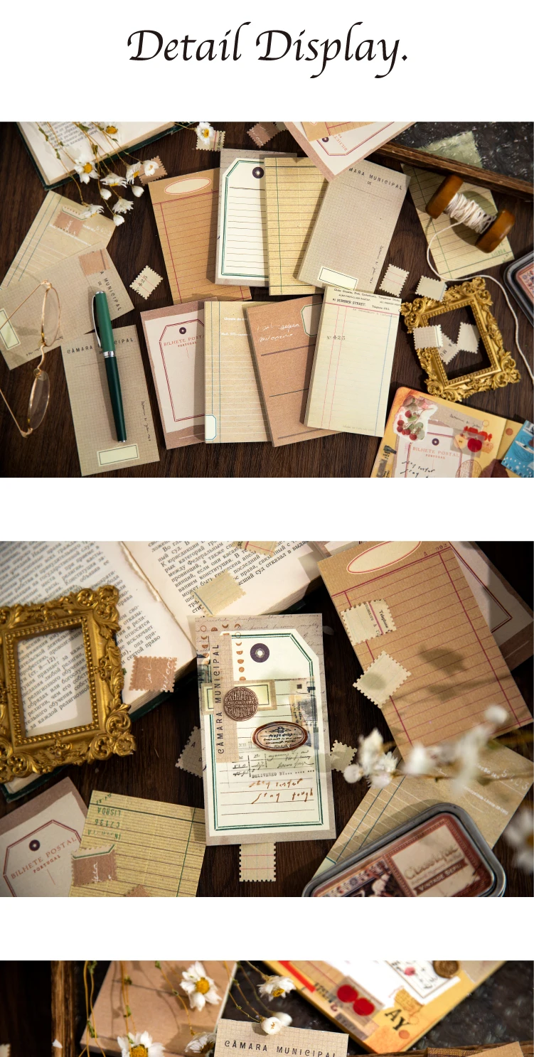 Yoofun 50 Blatt leichte Vintage Basic-Notizblöcke, Materialpapier, Junk-Journal, Scrapbooking-Karten, Retro-Hintergrund, Dekorationspapier – Detail 3