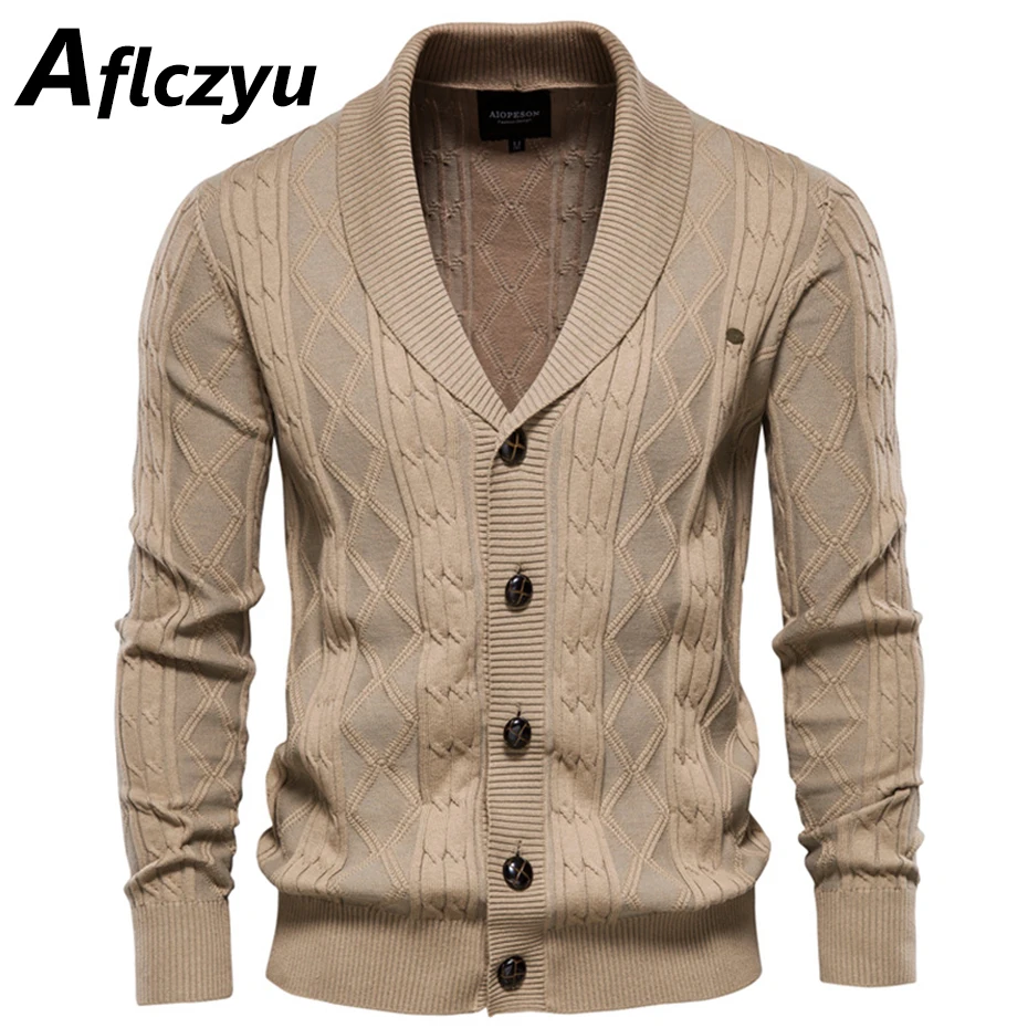 Knitted Sweater Men Autumn V-neck Knitted Jumper Jacket Men Sweatercoat Fashion Casual Button Knitted Jacket Male