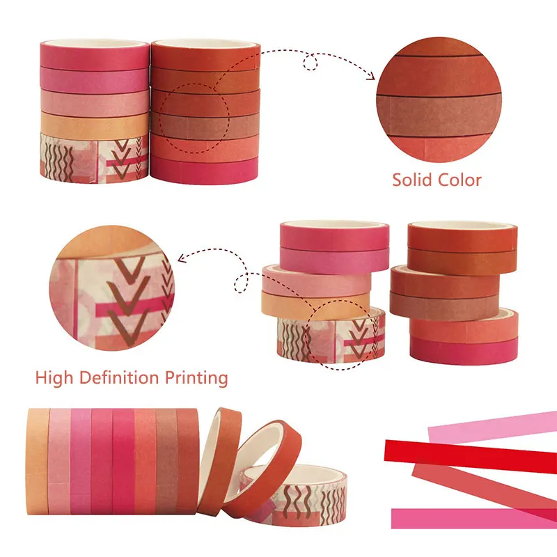 Stationery Supplies 11pcs Solid Color Washi Tape Basic Masking Tape Set Diy Journal Scrapbooking Materials Decor Stickers Kid Stationary Supplies decorative stickers stationery tapes stationery supplies