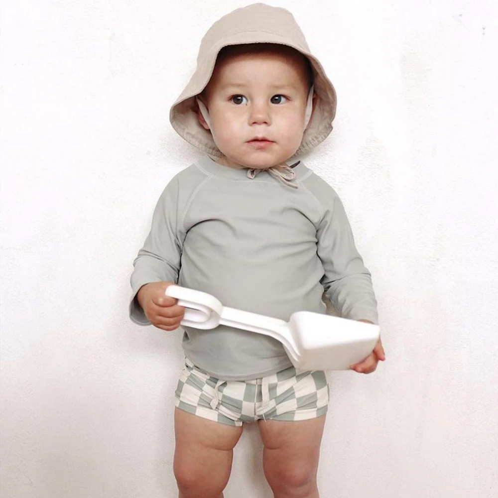 2025 Summer Kids Boy Swimsuits Sun Protection Vacation Beach Pants Long sleeve Tops with Hat Children Surfing Swim Suit 1-7T 2