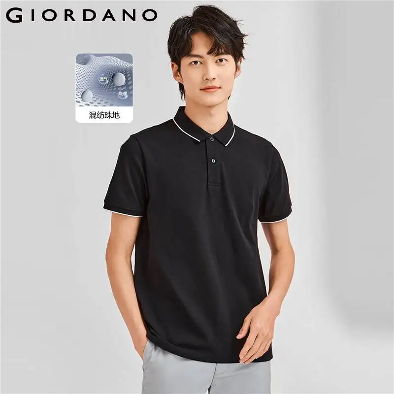 

Giordano Men Polos Cooling pique Short Sleeve Polo Shirt Polo Collar Cotrast Breathable Causal Polo Tops 13011022