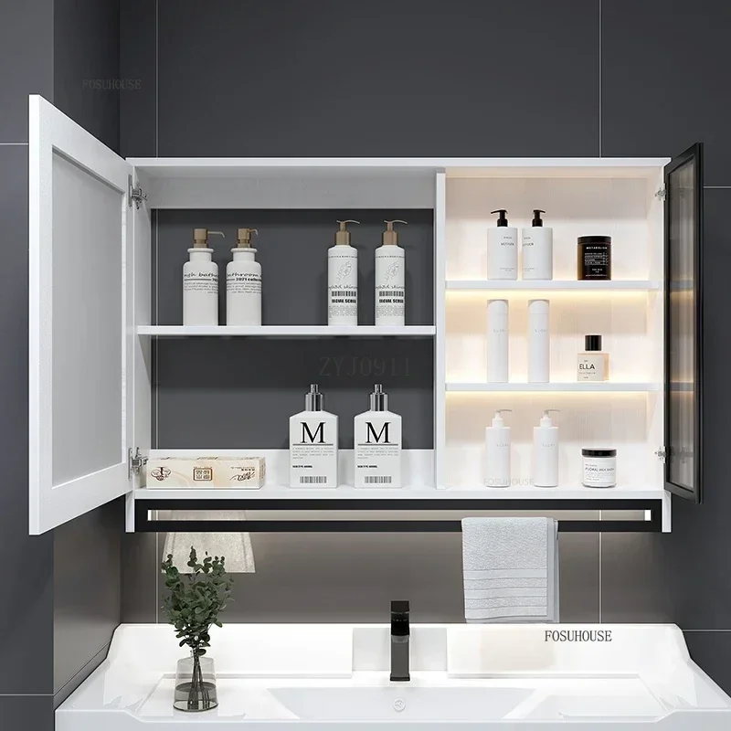 Designer Bathroom Cabinets with Light Wall Mounted Toilet Mirror Cabinet Bathroom Furniture Home Storage Dressing Mirror q