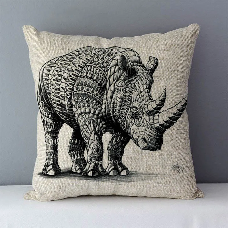 cushion home decorative pillows elephant kola elk printed animals pillowcase 45x45cm Housse de coussin without core 3