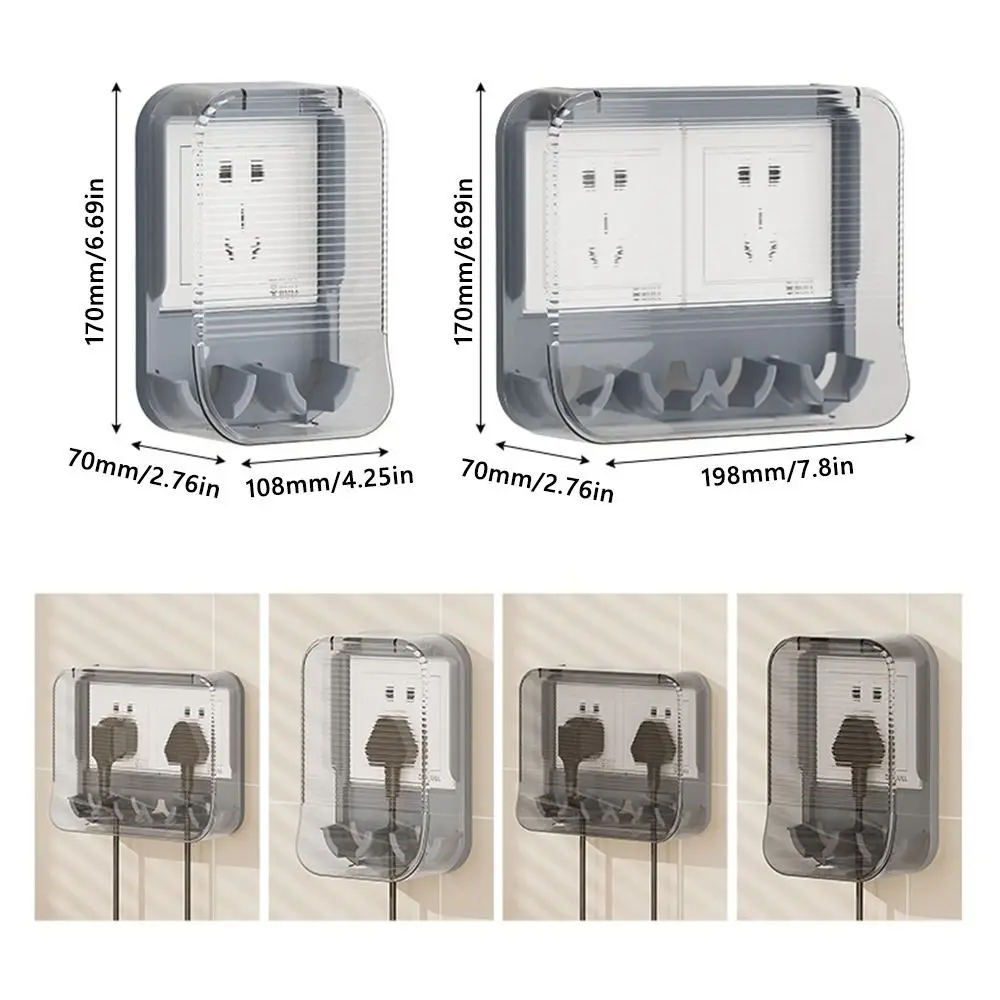 Punch-free Socket Waterproof Cover Opens and Closes At 90 Degrees with Storage Rack Socket Dust Cover Transparent Waterproof Box