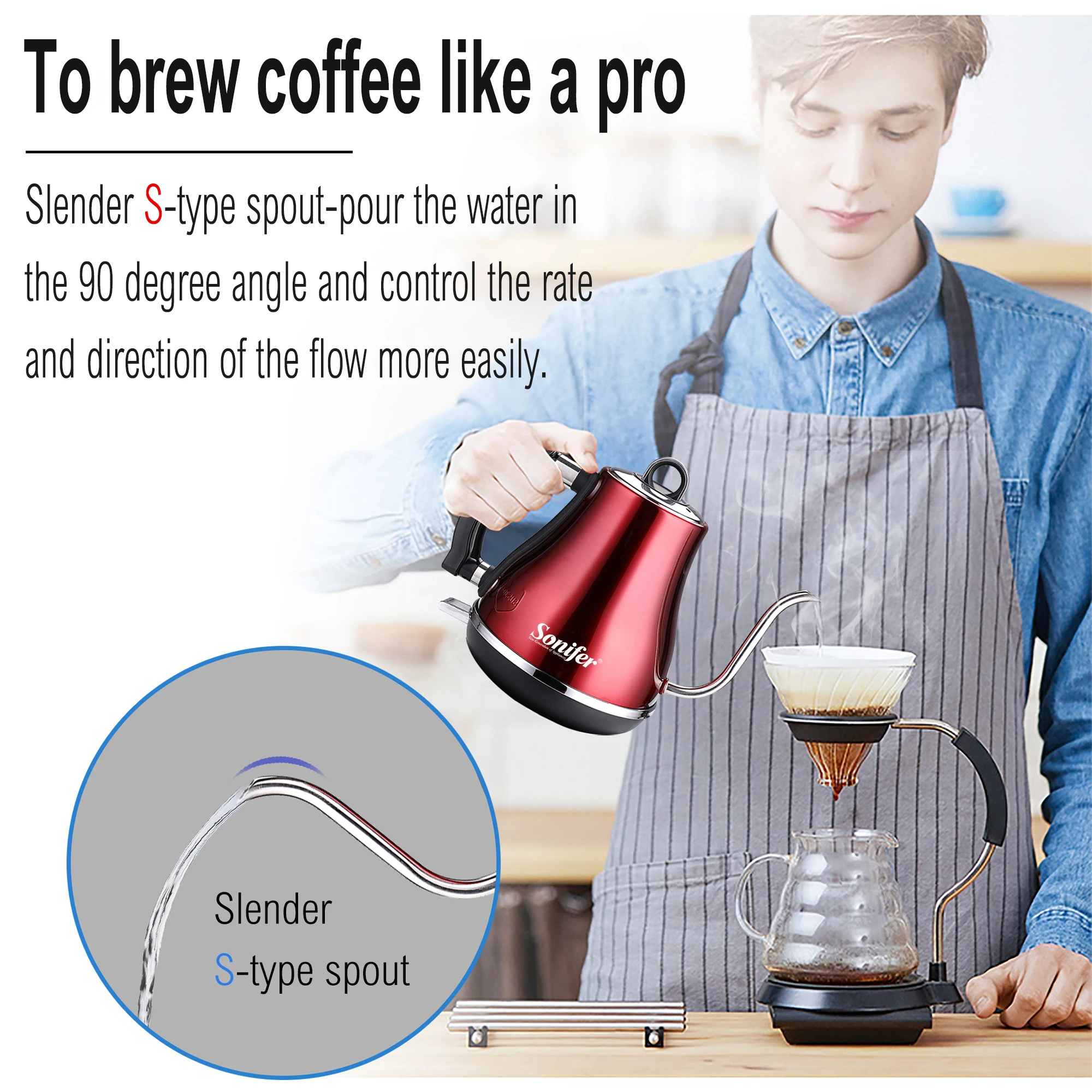 Gooseneck Electric Kettle Tea Coffee Thermo Pot Appliances