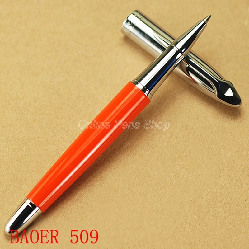 Baoer Orange & Silver Metal Roller Ball Pen Professional Writing Pen BRP004