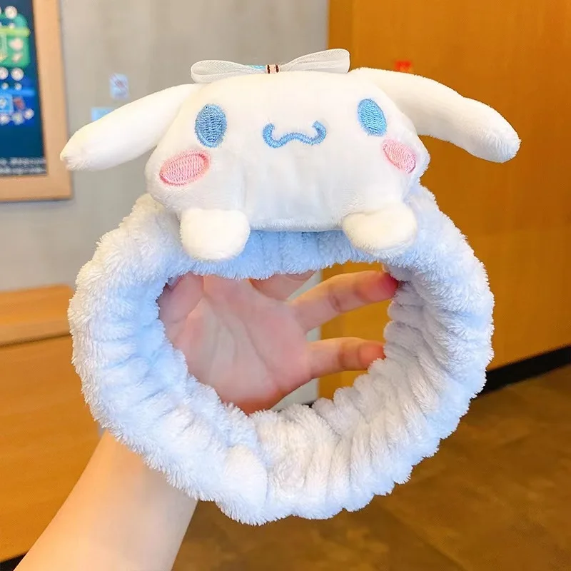 

Sanrio Kawaii Hello Kitty Makeup Wash Hair Ring Cinnamoroll My Melody Hair Band Kuromi Plushie Bow Headband Gift