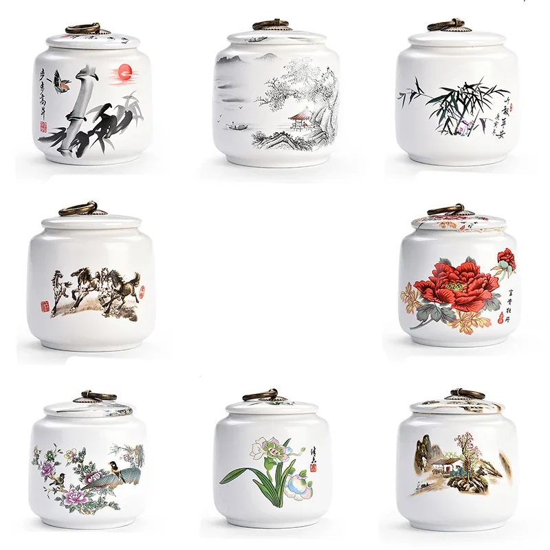 Household Sealed Tea Box Ceramic Storage Jar With Lid