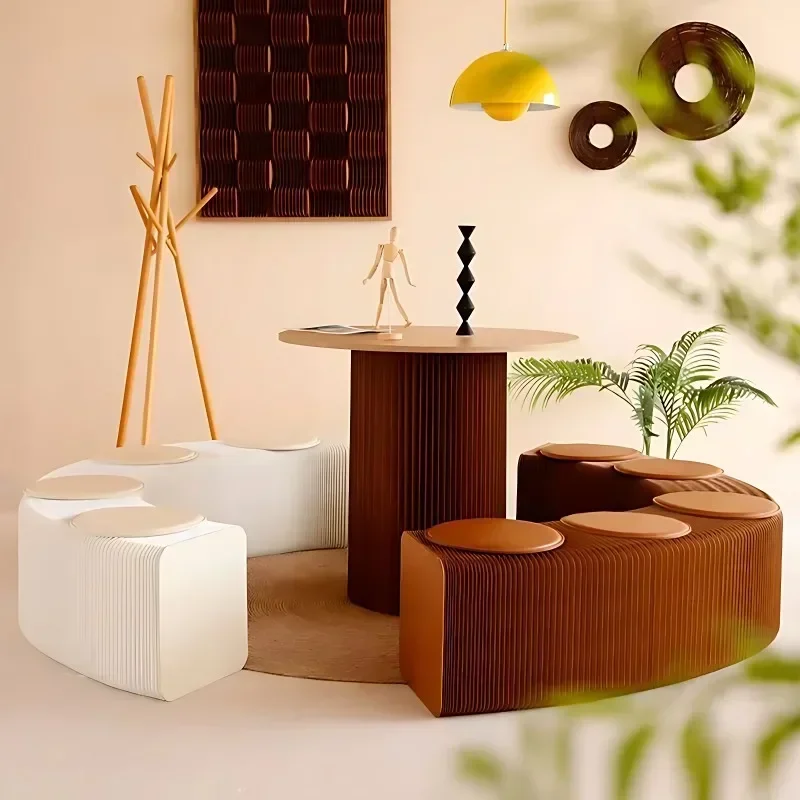 Retractable Folding Bench Paper Stool Telescopic Lazy Sofa Stool Indoor Low Home Creative Multi-functional Stool
