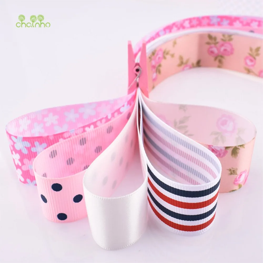 Chainho,Pink Ribbon Set,High Quality,DIY Handmade Material,Gift & Craft Packing & Hair Ornament Accessories,Mix 22 Designs,RB07
