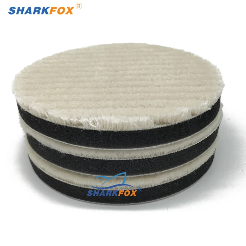 Sharkfox 3/5 Inch Japan Wool Polish Pad For DA RO Car Polisher Polishing Tray 80mm125mm Cutting Pad Car Clean Product 6