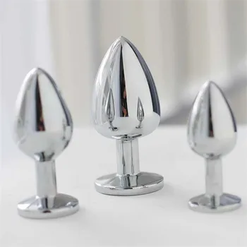 1 pcs  Size Metal Crystal Anal Plug Stainless Steel Booty Beads Jewelled Anal Butt Plug Sex Toys Products for Men Couples 3