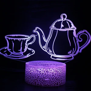 Nighdn Acrylic Teapot Figure Table Lamp Kids Night Light Child Nightlight Bedroom Bedside Sleep Lights Gift for Home Decor