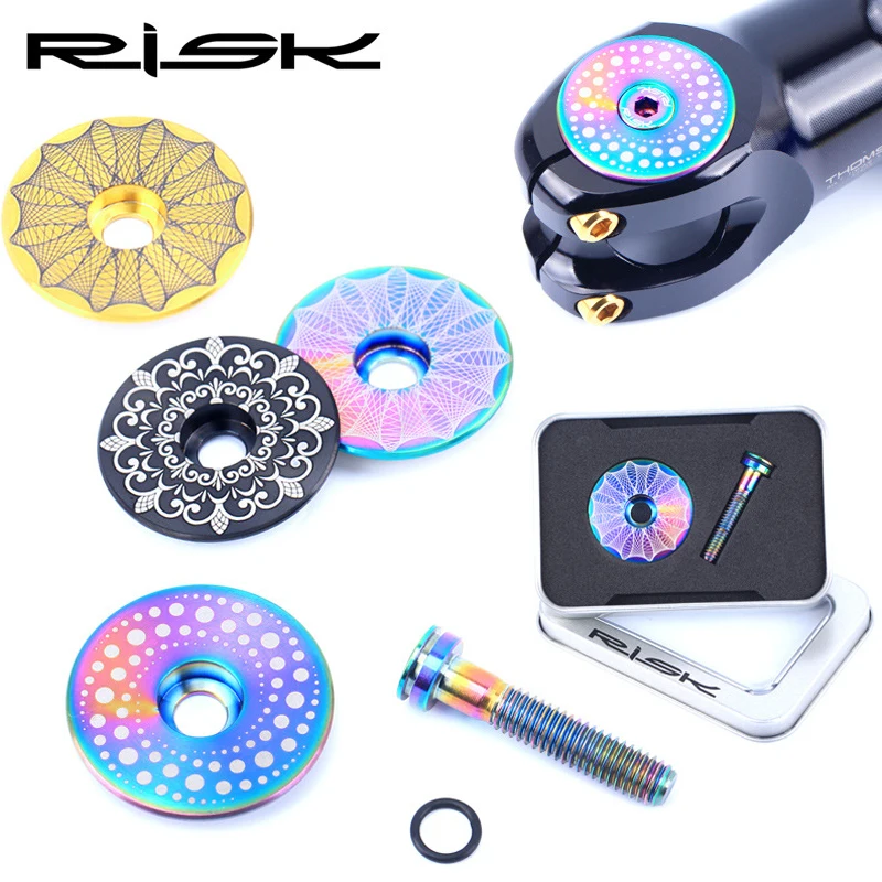 

1 Set RISK 1 1/8" / 28.6mm Mountain Road Bike Bicycle Ahead Headset Top Stem Cap and M6x30 Star Nut Stem Bolt Screw CT4 Titanium