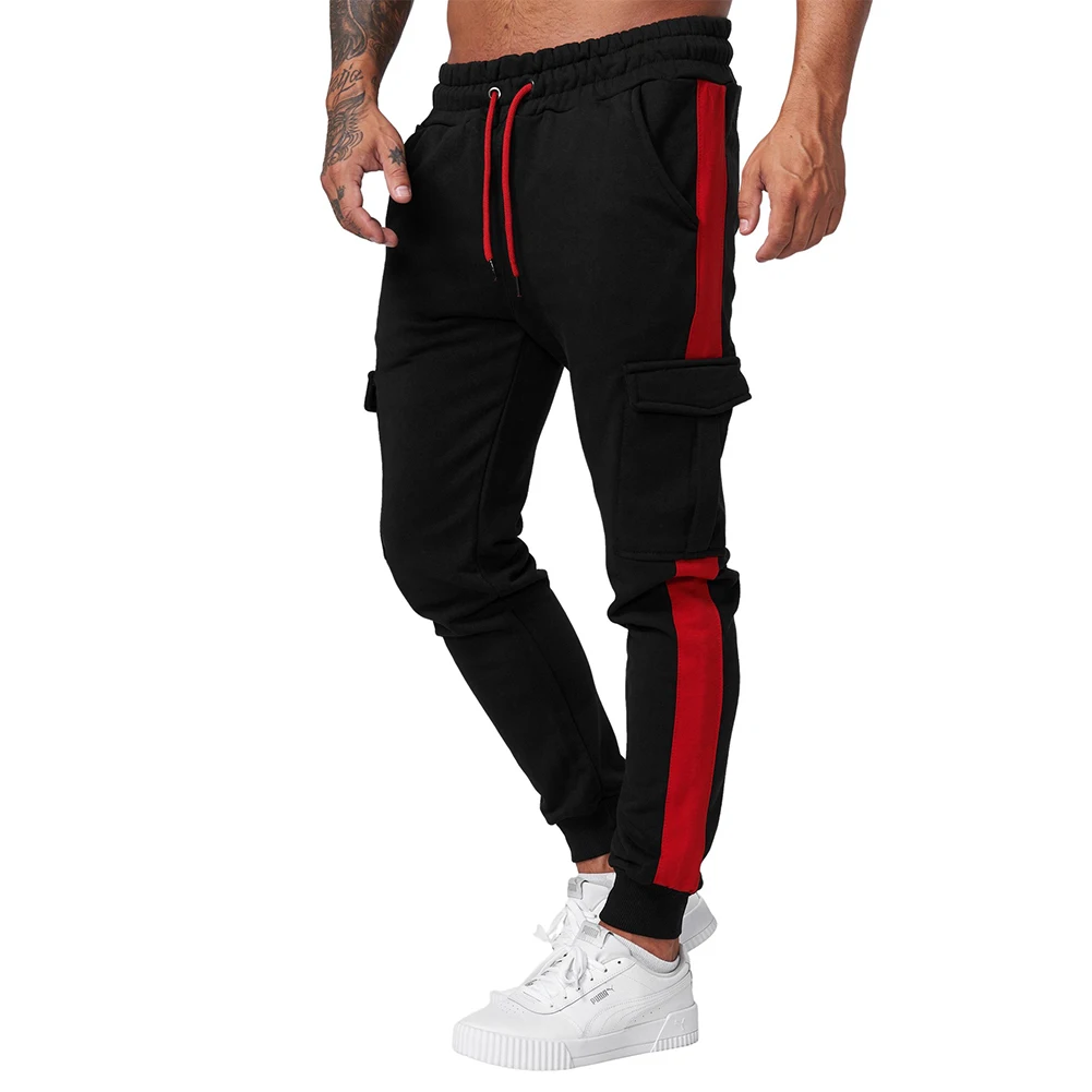 

Mens Pants Polyester Regular Splice Sports Sweatpants Trousers Workout Active Cargo Pants Casual Comfy Fashion