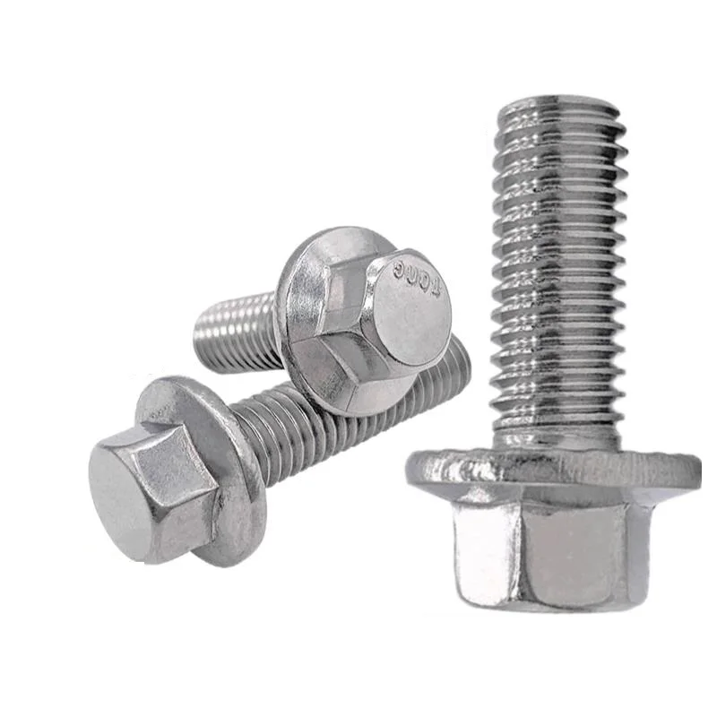 5-20Pcs 1/4-20 5/16-18 3/8-16 UNC 육각 플랜지 볼트 톱니 모양의 와셔 캡 나사가 있는 육각형 헤드 304 A2 스테인레스 스틸