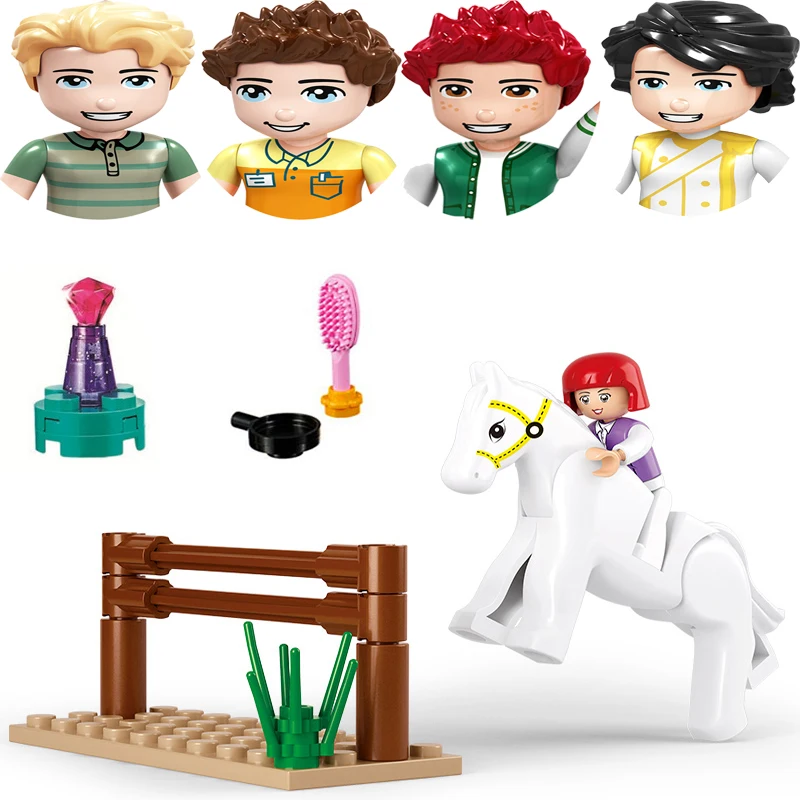 Set de construction : figurines, cheval et accessoires