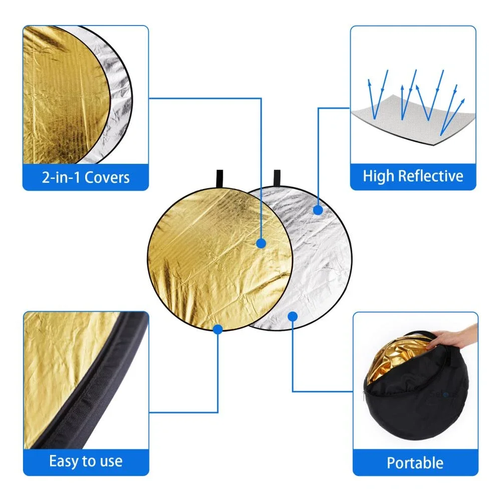 Diffuser Foldable Reflector For Portrait Photography Selens 30/45