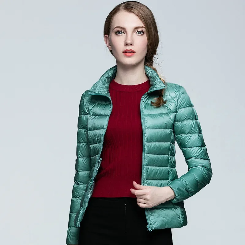 Portable Windproof Down Coat Women Winter Casual Solid Colors Zipper Slim Parka Ultra Light White Duck Down Jacket Puffer Jacket