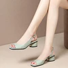 Women Peep Toe Pumps Mid-heel Light Weight Green Slip on Summer Shoes Lady Casual Escarpins Femme Tacones Mujer Zapatillas 2022 1