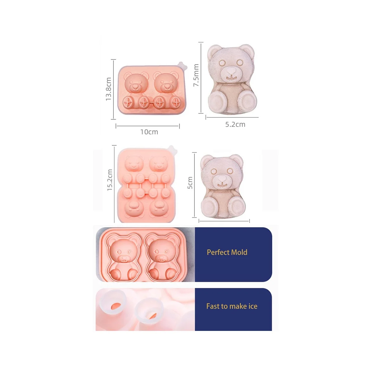

Teddy Bear Shaped Ice Cube Mold Silicone for Whiskey Big Ice Tray with Lid 2023 Kitchen Home Cool Summer