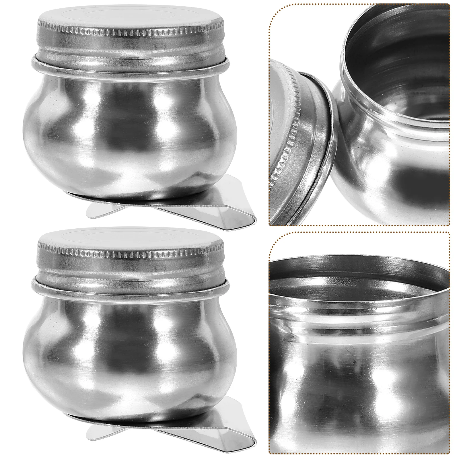 

Stainless Steel Calligraphy Brush Washing Bowl Double Dipper Palette Clip Pot Lid Water Paint Palettes Cup Cleaning Container