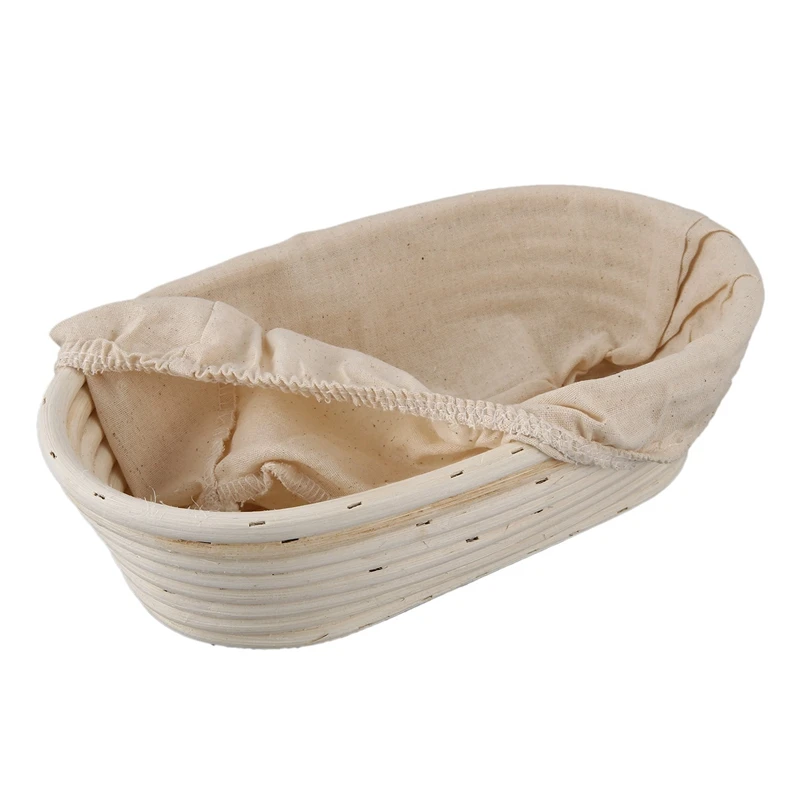 

6Pcs 25Cm/10 Inch Bread Basket Rattan Proofing Basket Liner Round Oval Fruit Tray Dough Food Storage Container