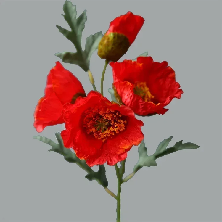 Simulation 4-Head Poppy Flower Yu Meiren Home Living Room Dining Table Decoration Hotel Wedding Arti