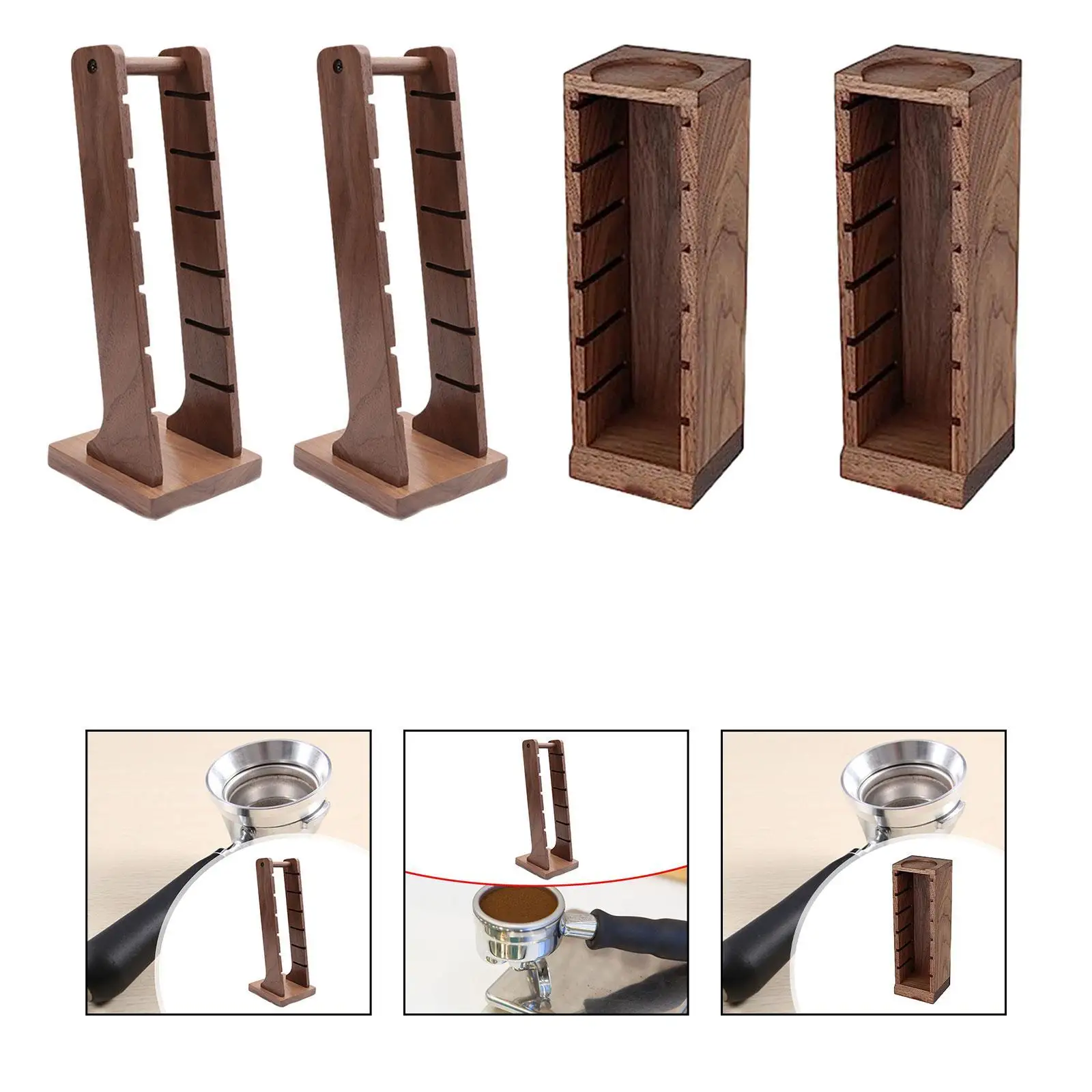 Coffee Powder Bowl Storage Shelf Wooden Multifunction Coffee Filter Basket