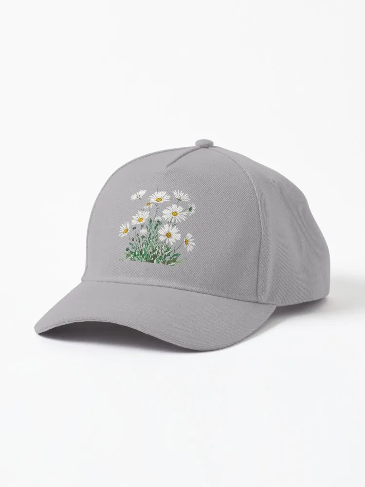 

white Margaret daisy watercolor Cap