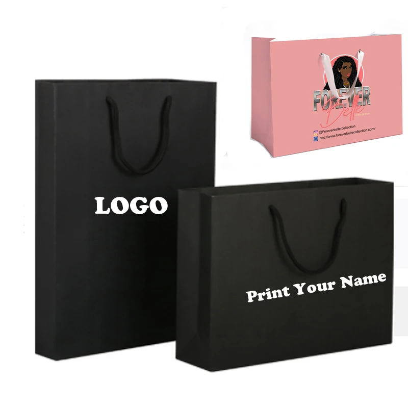 Custom Paper Bags With Logo Multiple Color Packaging Bags For Hair Extensions Personalized Wig Bags For Wigs 10Pcs Gift Bags