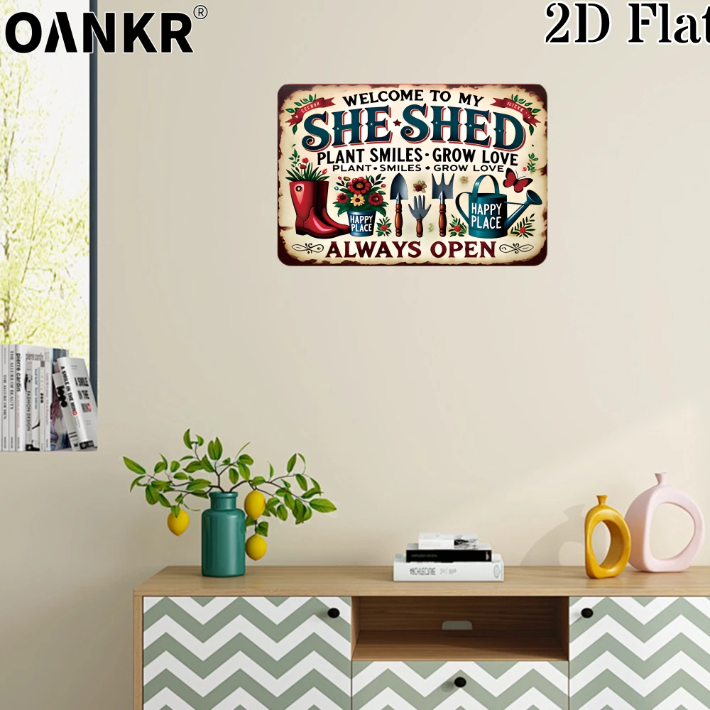 Vintage Metal Tin Sign - Welcome to My She Shed Art for Home and Garden Decor