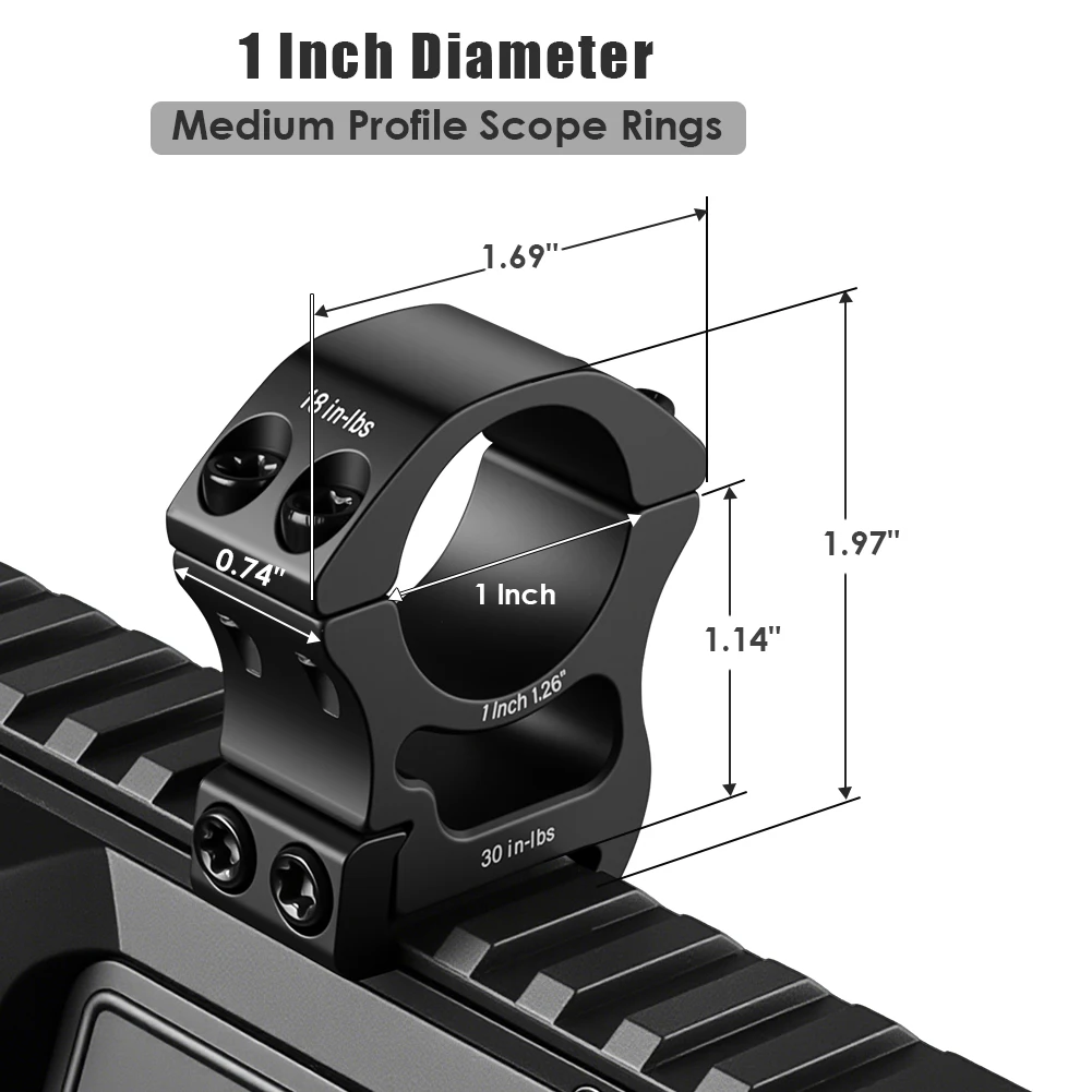 유니크파이어 2개입 M2031 25.4mm 스코프 링 로우 프로파일 도브테일 레일 마운트 QD 링