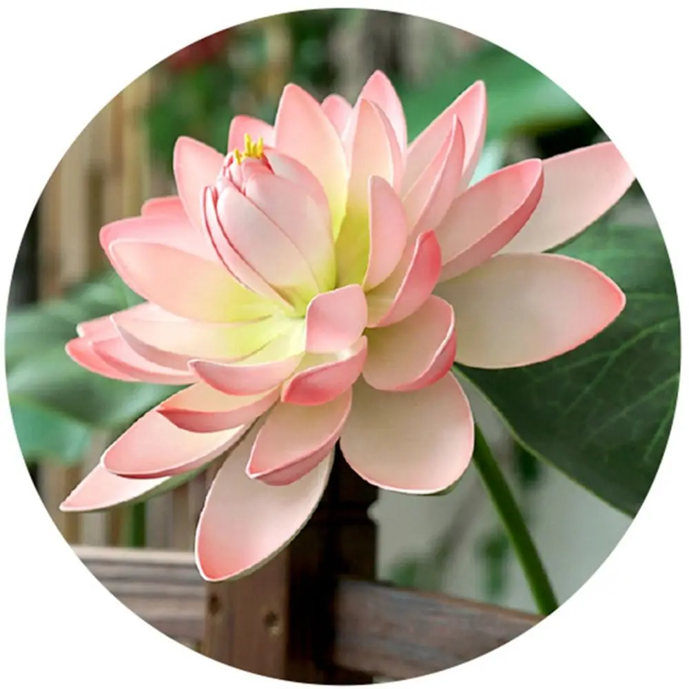 Künstliche Landschaftsblumen DIY-Dekoration EVA Simulierte Lotusblume mit Stiel Grünpflanze Lotusblatt Gartenzubehör – Detail 8