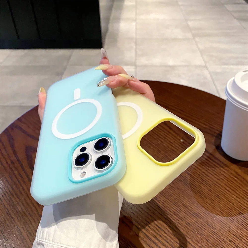 Luxury Candy MagSafe Wireless Charging Matte Phone Case with Magnetic Bumper Cover