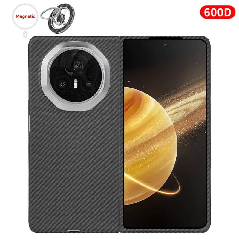 Carbon Fiber Aramid Magnetic Case - Sleek Kevlar Fabric in Black and Red