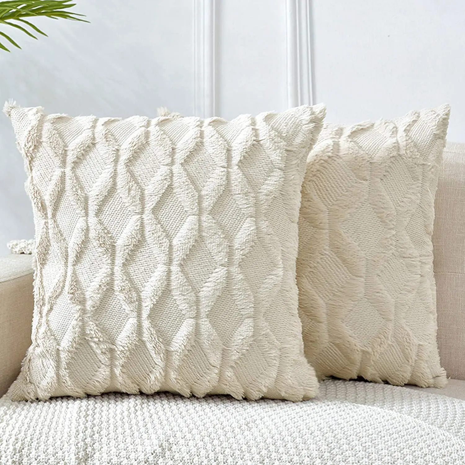 

Soft Plush Short Cushion Cover Beige Decorative Pillows Boho Pillowcases 30x50cm Pillow Cover for Sofa Bedroom Chair Home Decor