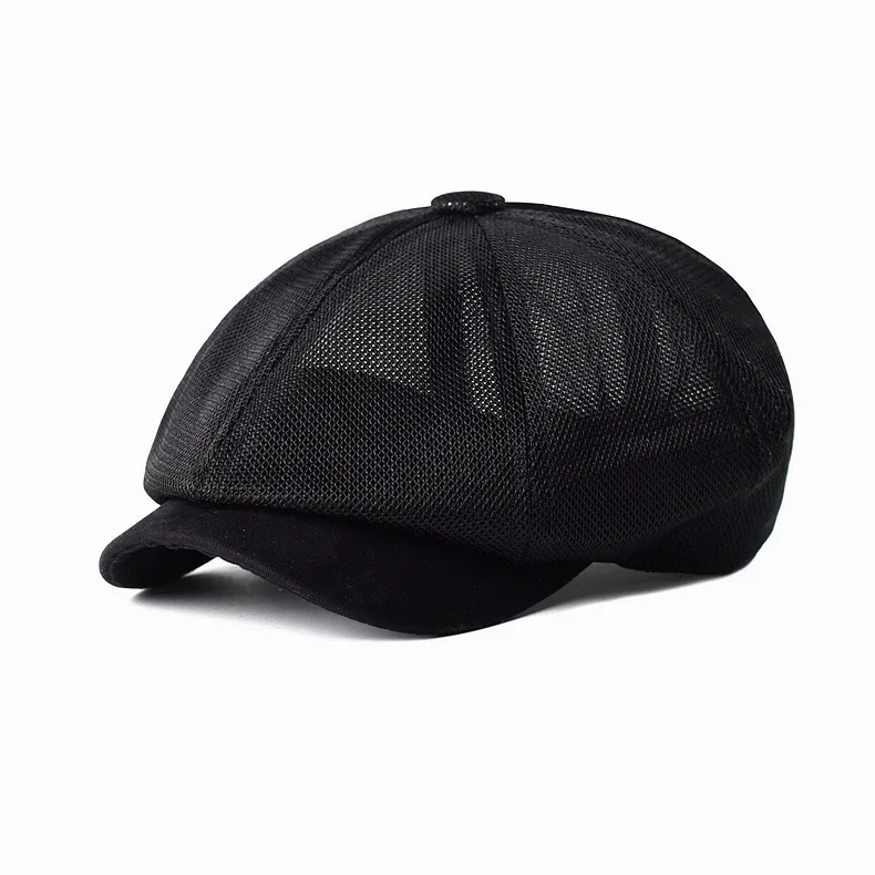 Neue Mode Sommer Mesh Newsboy Caps Atmungsaktive Casual Outdoor Retro Baskenmütze Hüte Achteckigen Hut Fashion Solid Flache Kappen_voghion.com