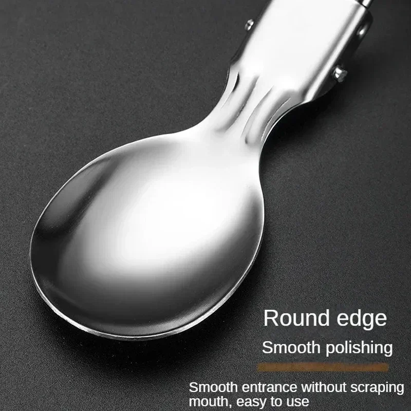 ENLACE Set di forchette pieghevoli e 2 cucchiai, cucchiaio pieghevole e forchetta in acciaio inox 304, con 3 contenitori in plastica per viaggi, campeggio, thermos, picnic, altre attività all'aperto