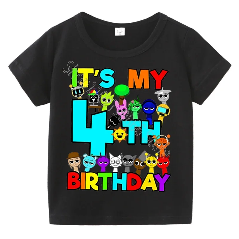 الصيف قصيرة الأكمام Sprunki Incredibox طباعة الأطفال تي شيرت الاطفال ملابس الفتيان الفتيات القطن تيز القمم هدايا حفلة عيد ميلاد