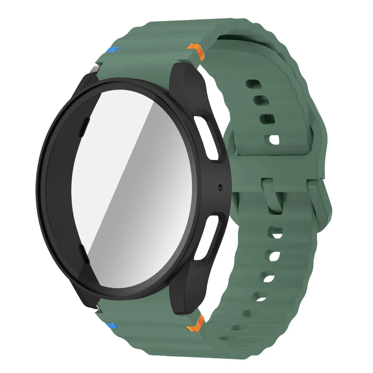 Enhanced Silicone Band and Bumper Case with Tempered Glass Screen Protector
