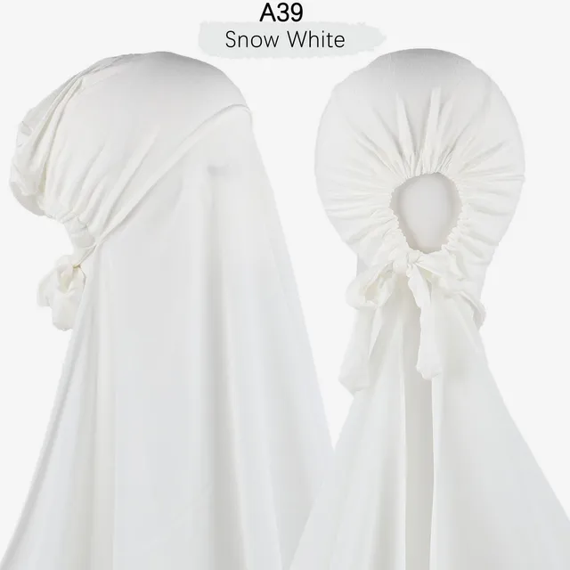 Muslim Women Chiffon Hijab With Cap Bonnet instant Chiffon Hijab Pinles Shawl Head Scarf Under scarf Caps Cover Headwrap A39